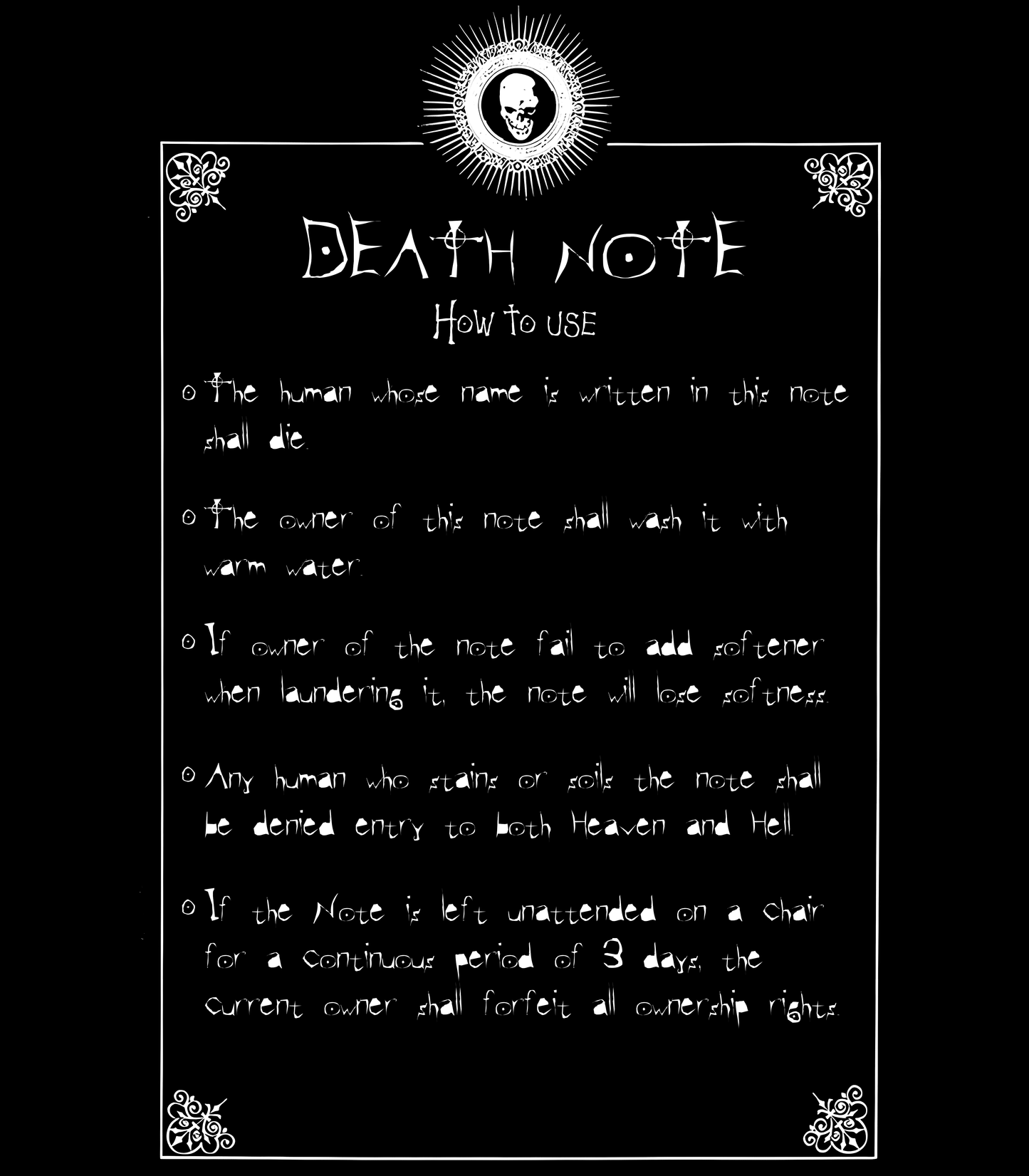 Death Note "How to use" Algodón