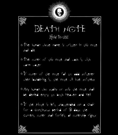 Hoodie Death Note "How to use"